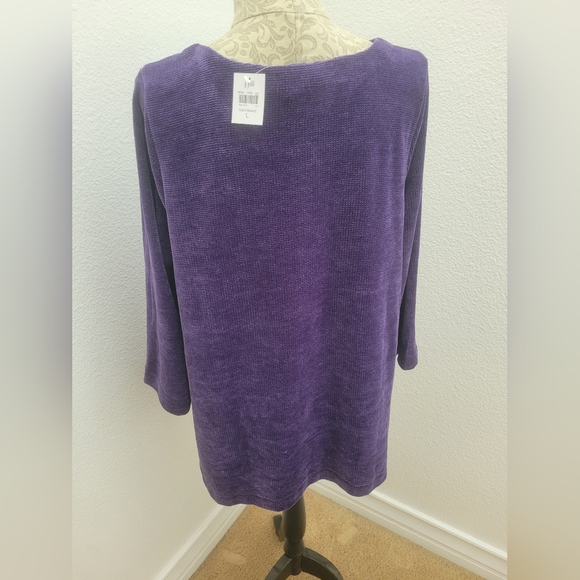J.JILL WEAREVER CHENILLE KNIT A-LINE TUNIC NIGHTSHADE PURPLE - L - Picture 3 of 5